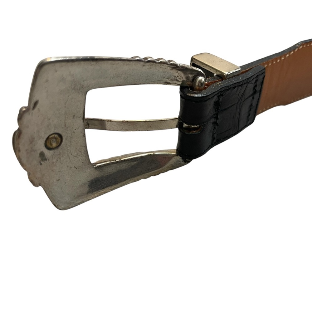 Vintage ONYX By Brighton Belt 42 Brown Western 1995 Leather Croc Embossed 19003 - Picture 5 of 7